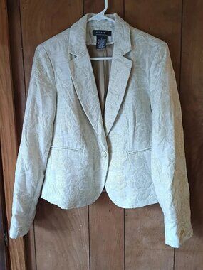 George Womens Size 6 Gold Floral Jacquard Blazer Career Party Jacket blazer
